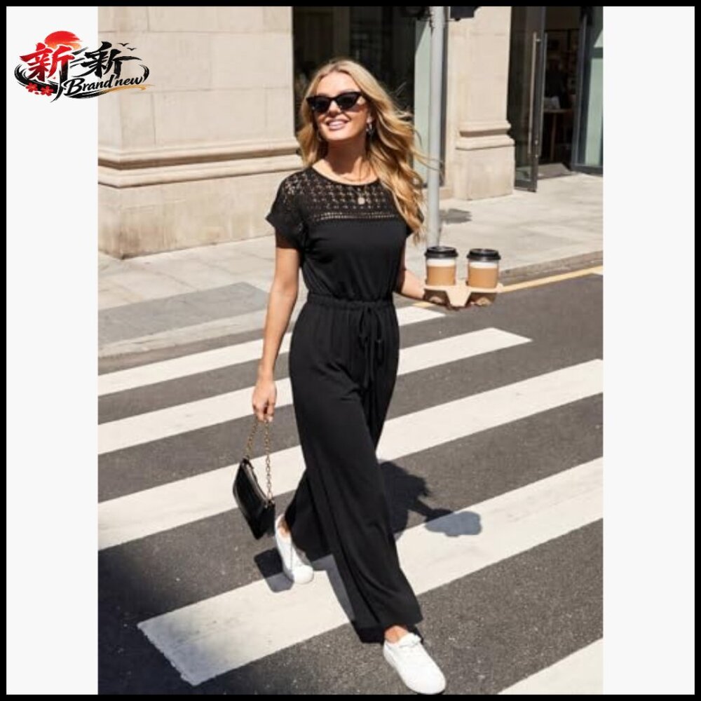 Polyester Viscose Elastane Jumpsuit with Crochet … - image 2